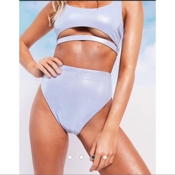 NWT ASOS DESIGN SWIM GLAM in blue metallic foil - Picture 2 of 4